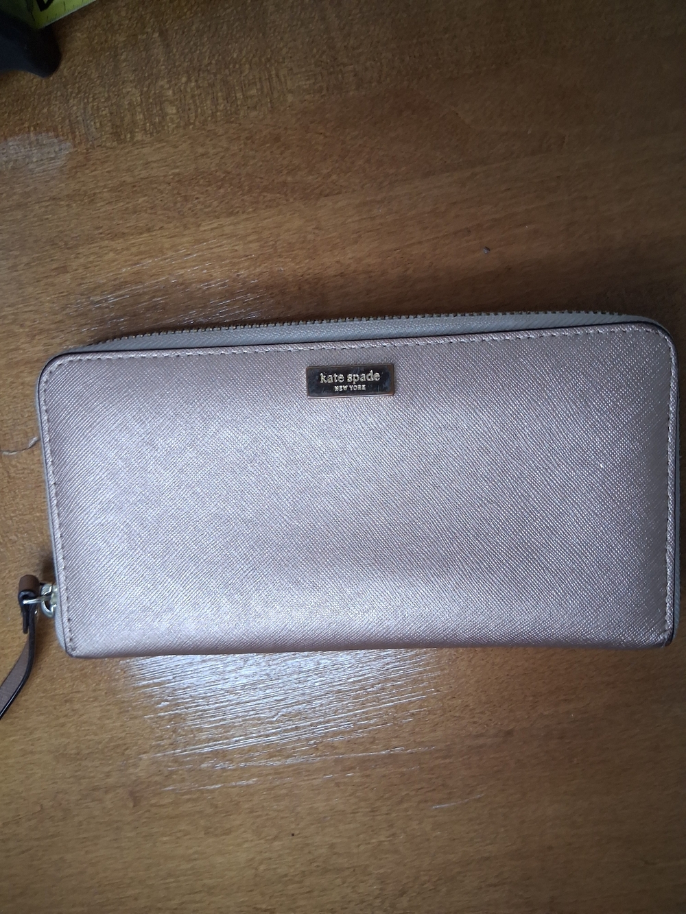 kate spade Metallic Rose Gold Zip-Around Wallet